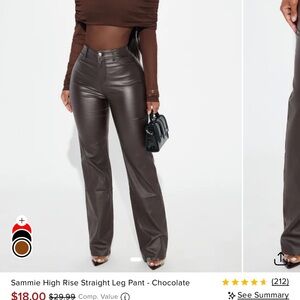 High-Rise Straight Leg Pants — Chocolate